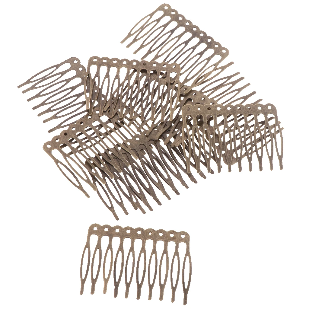 20 Pieces Blank Metal Hair Comb for Bridal Hair Accessories DIY Retro Bronze 5/10 Teeth Side Comb Findings Art Making