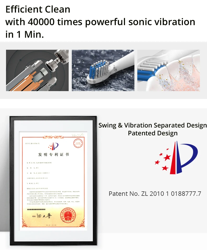 Seago акустическая волна электрическая зубная щетка Ультра звуковая вибрация 5 режимов Мощный Чистый Отбеливание зубов 1 ручка 3 головки