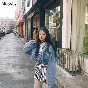 

Jackets Women All-match Classic Retro Loose Solid Leisure Womens Jackets Full Sleeve Single Breasted Korean Style Females Coats