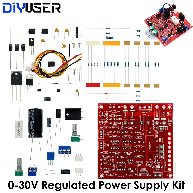 Amagogo 0 30V 2mA 3A Einstellbares Geregeltes DC Netzteil Bausatz Kurz mit