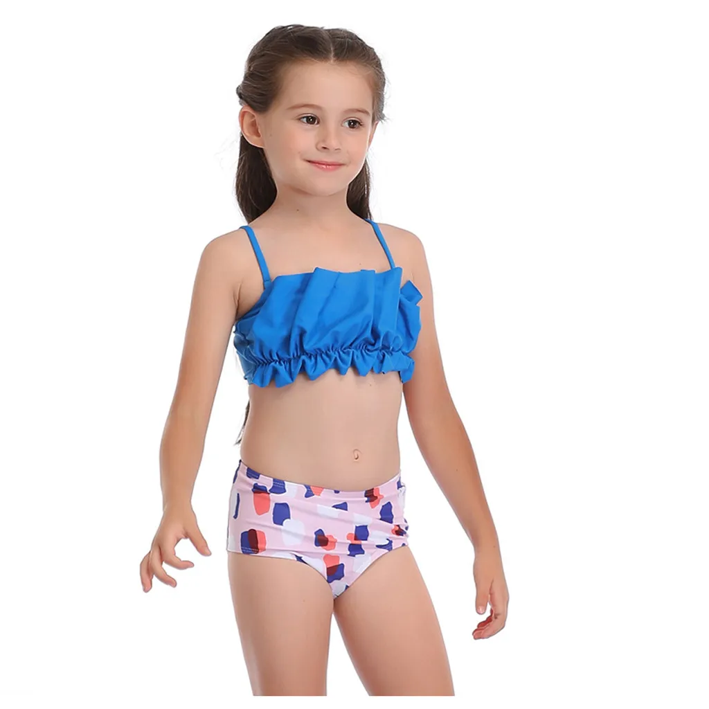 Summer Girls Swimsuit Swimming Beach Wear Swimwear for Girls Toddler Kids Girls Print Monokini Push Up Bikini Sets#C