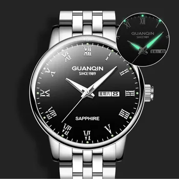 

2020 GUANQIN Quartz men's watch waterproof 50 dustproof Luminous simple fashion double calendar date week Mens Wristwatches