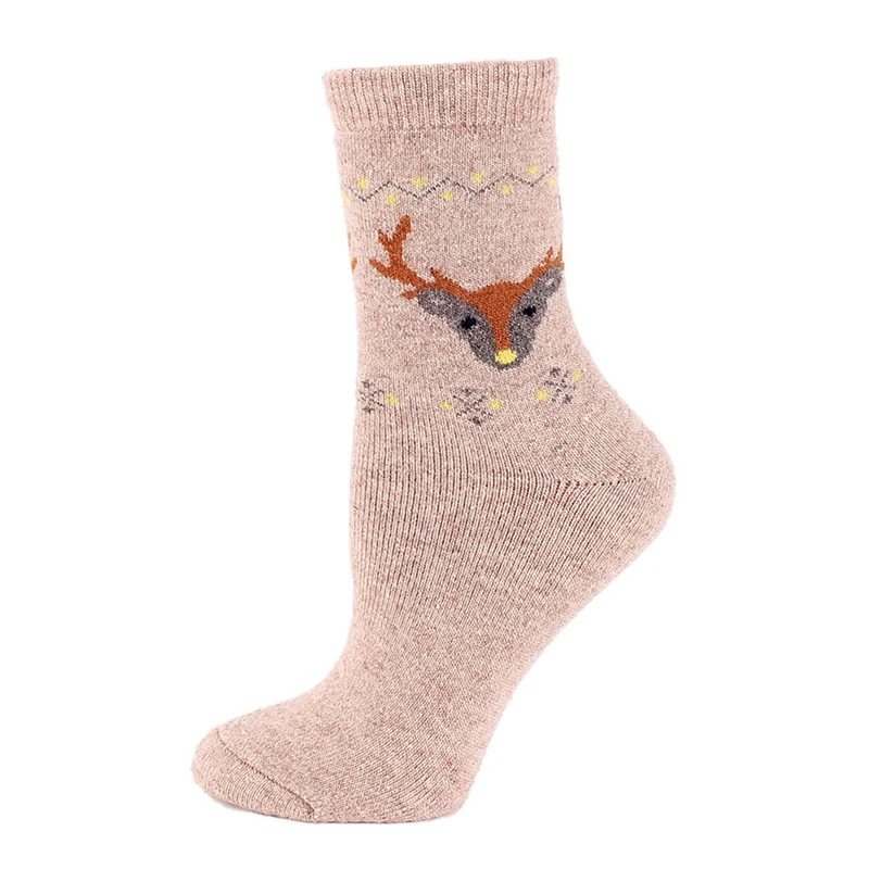 SK1588BG Осенне-зимние толстые шерстяные носки с принтом оленя - Color: SK1588BG