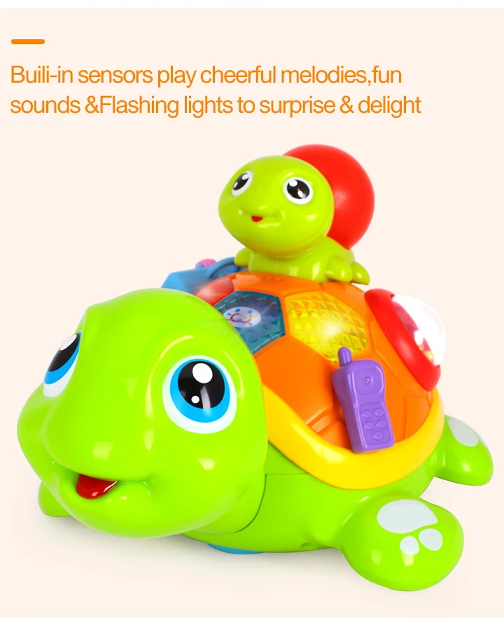 HOLA игрушки 868 родитель-ребенок Черепаха Интерактивная B/O электрическая головоломка животных Черепаха малыш ползает детские игрушки Gitfts