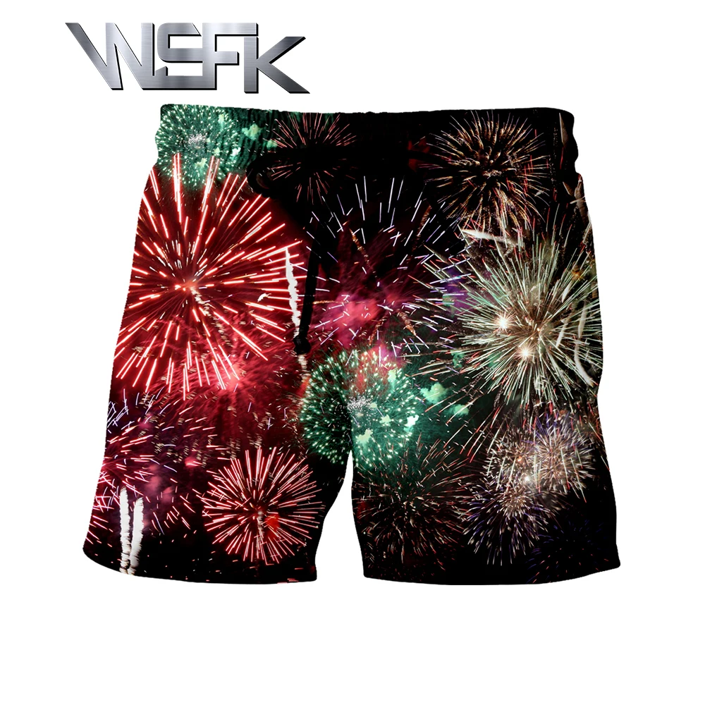 WSFK usa 2019 summer 3D printing july masculino casual comfort men shorts A1026