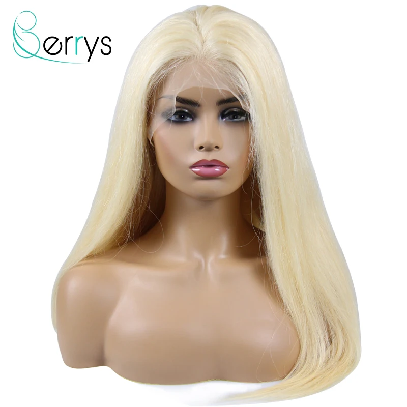 Wigs 613 Blonde Lace-Frontal Glueless Human-Hair Hairline 150-Density Berryshair Pre-Plucked