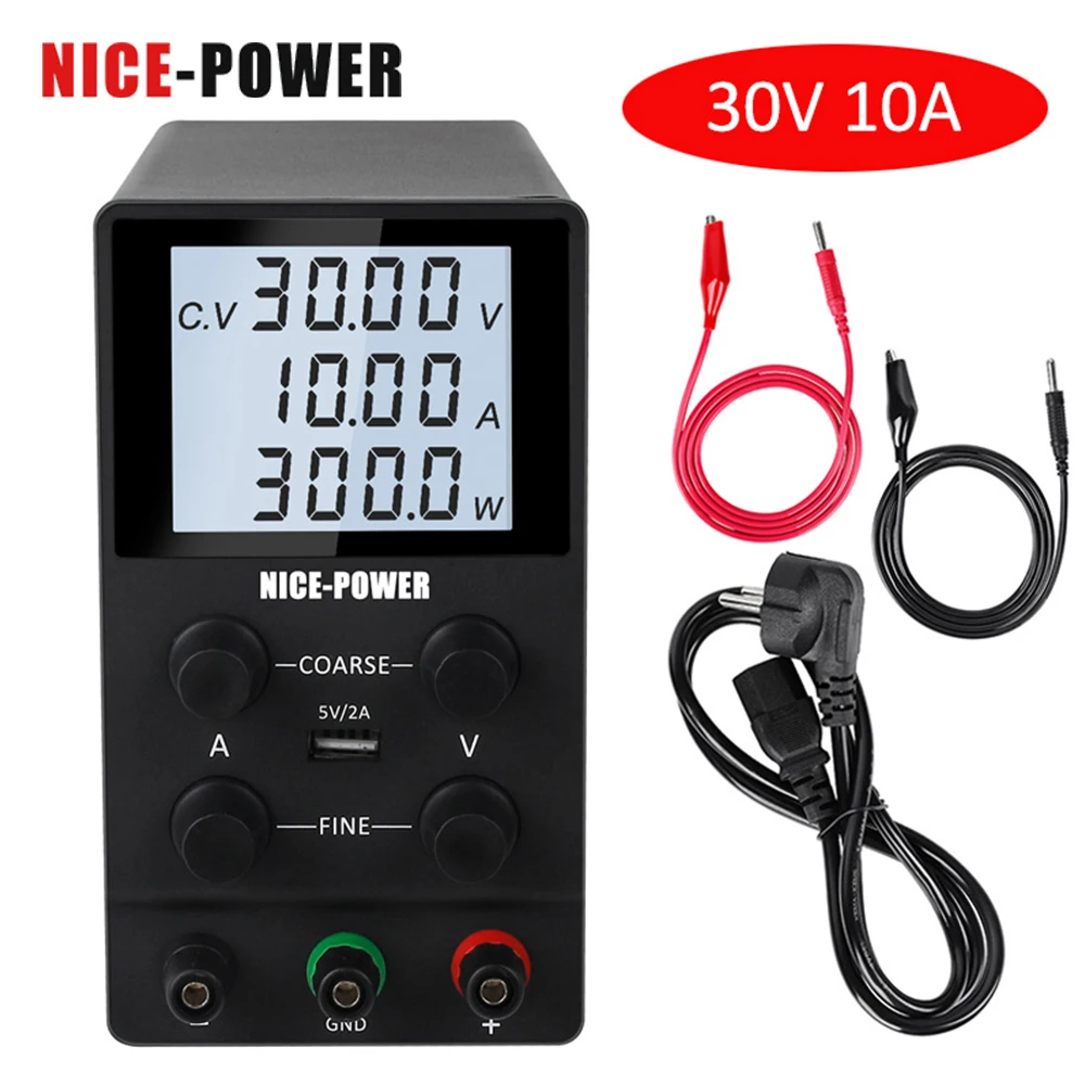 LAb DC Adjustable power supply 30V 10A LED Digital Lab Bench Power Source Switch Stabilized Power Supply Voltage Regulator DIY