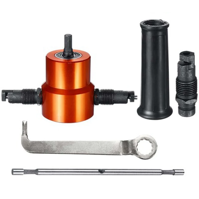 

Double Headed Sheet Metal Cutting Nibbler Drill Attachment Metal Free Saw Cutting Tool Tool Plate Open Hole Drill With Extra Pun