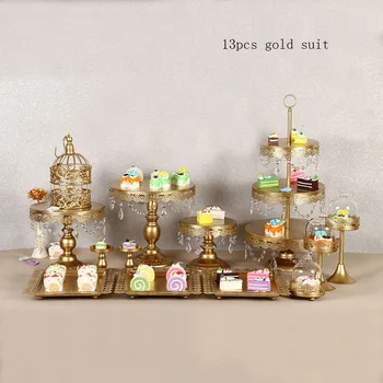 

Gold wedding Cake Stand Set white Crystal Metal Cupcake decorations Dessert Pedestal Party Display Table Decorations 4-18Piece