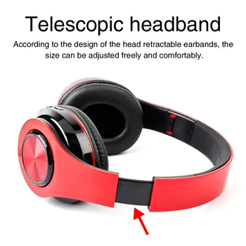 

With Mic Support MP3 TF Card For Phone Foldable LED Colorful Lights Universal Over Ear Stereo Bluetooth Headset Noise Cancelling