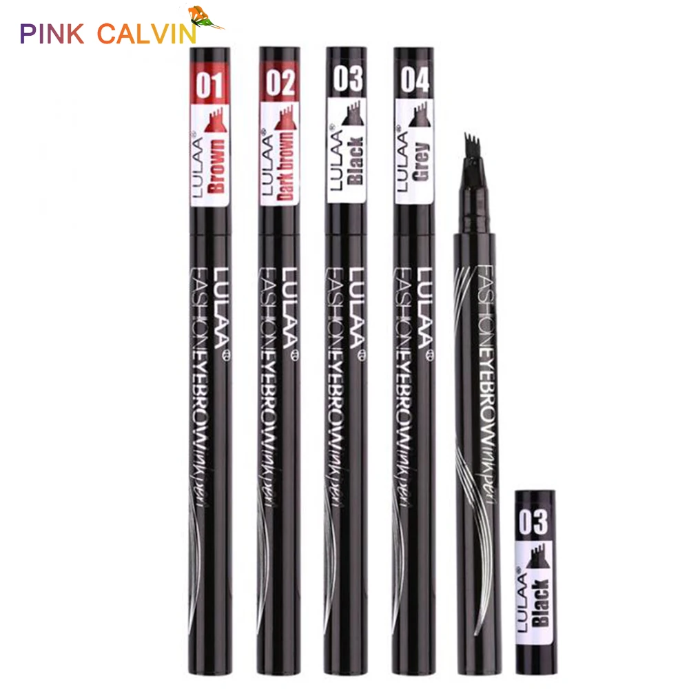 

LULAA Waterproof Natural Eyebrow Pen Four-claw Eye Brow Tint Makeup Four Colors Eyebrow Pencil Brown Black Grey Brush Cosmetics