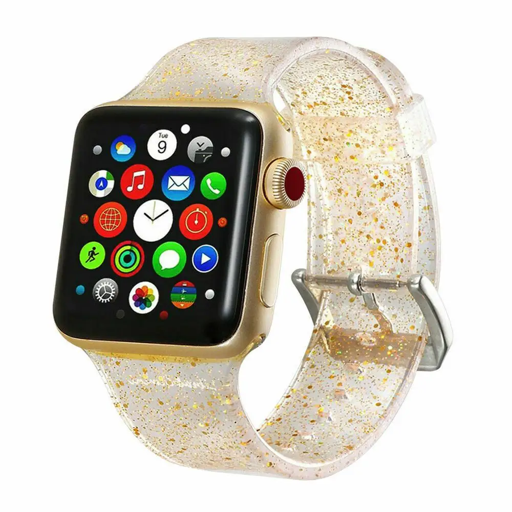 Блестящий силиконовый ремешок для Apple Watch 38/42 мм Iwatch Series 12 3 4 5|Ремешки часов| |