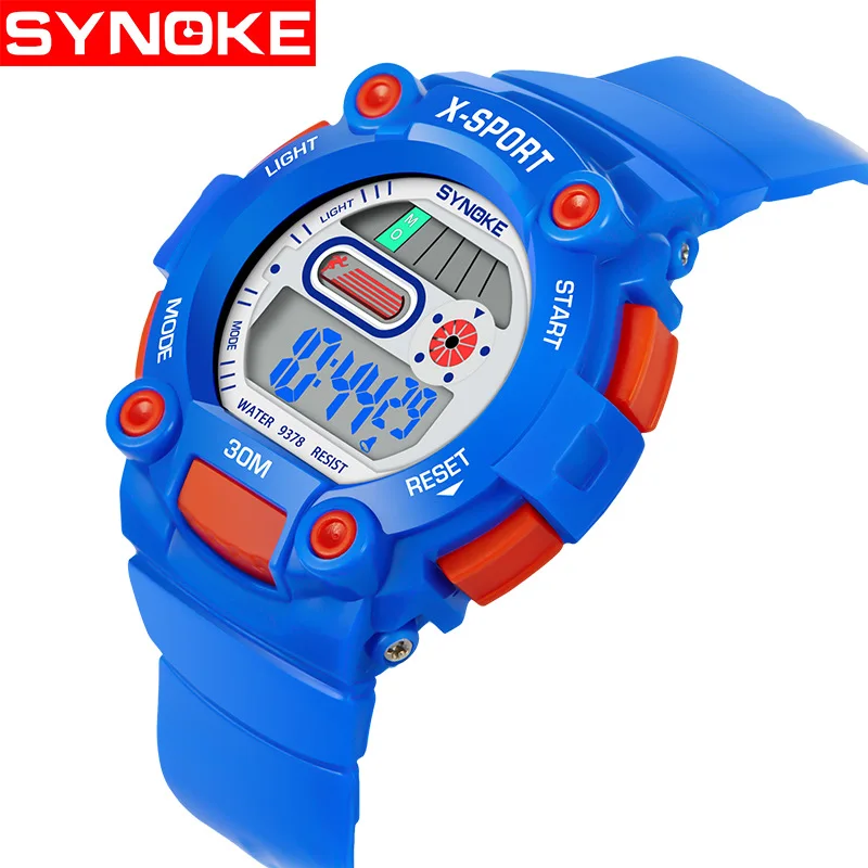 SYNOKE дети часы мужской студента подарок мультфильм 9378 спортивный ночник мульти-функциональные часы Для женщин