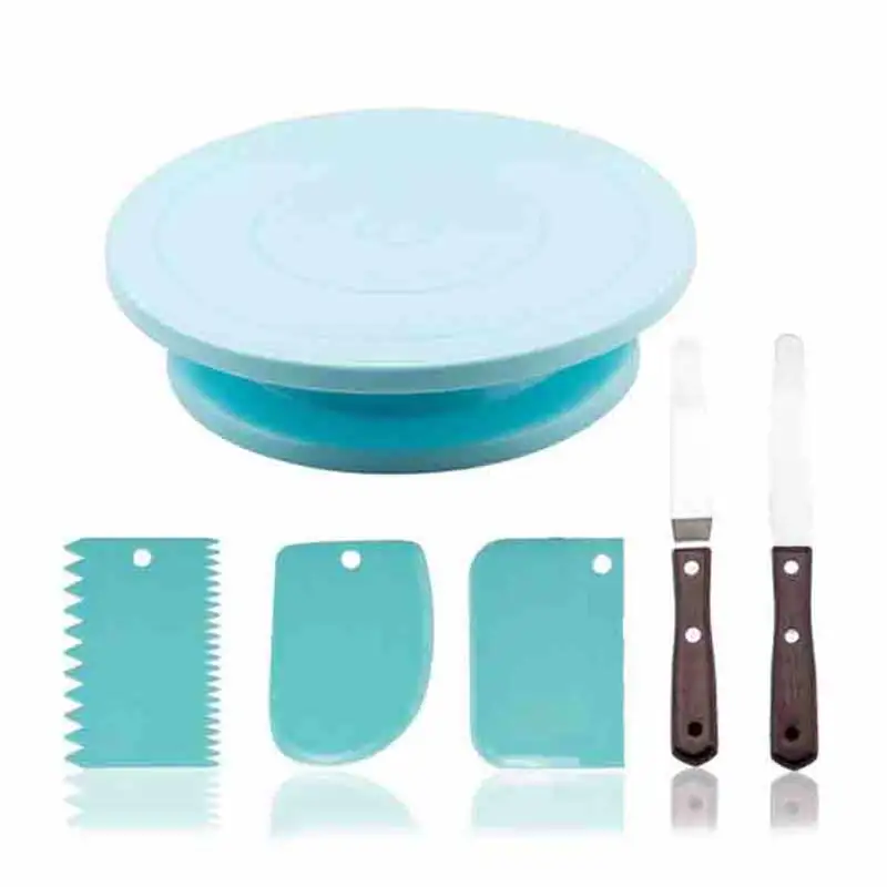 

Kitchen Cake Turntable Baking Silicone Mold DIY Cake Plate Rotating Round Cake Decorating Rotary Table Pastry Supplies 6pcs/set