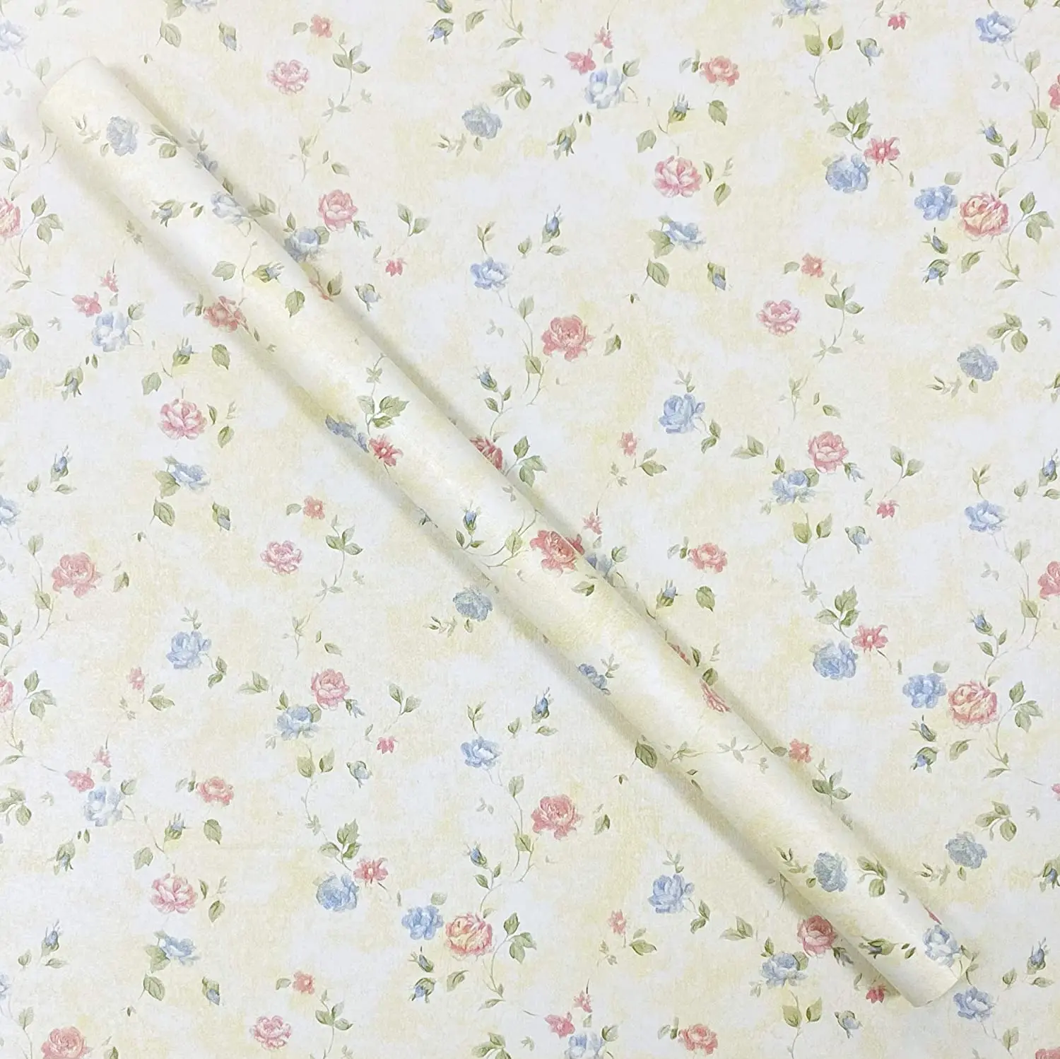 블루 핑크 꽃무늬 자체 접착 벽지, 노란색 껍질 및 스틱 접촉 용지, 탈착식 벽지, 홈 데코용 비닐 필름