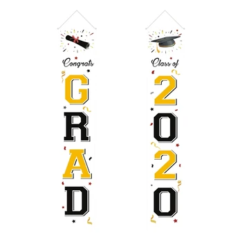 

Graduation Porch Sign - 2020 Graduation Party Decorations Outdoor Indoor - Congrats Grad & Class of 2020 Banner Sign - Graduatio