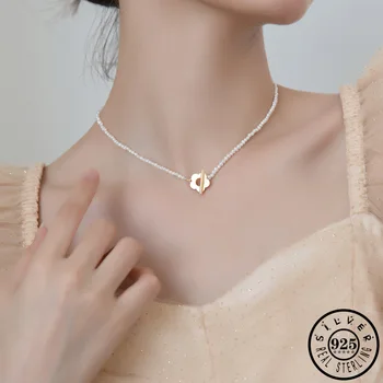 

925 Sterling Silver Statement Gold Color Flower Shape Unique Baroque Natural Pearls Chokers Necklaces Fine Jewelry for Women