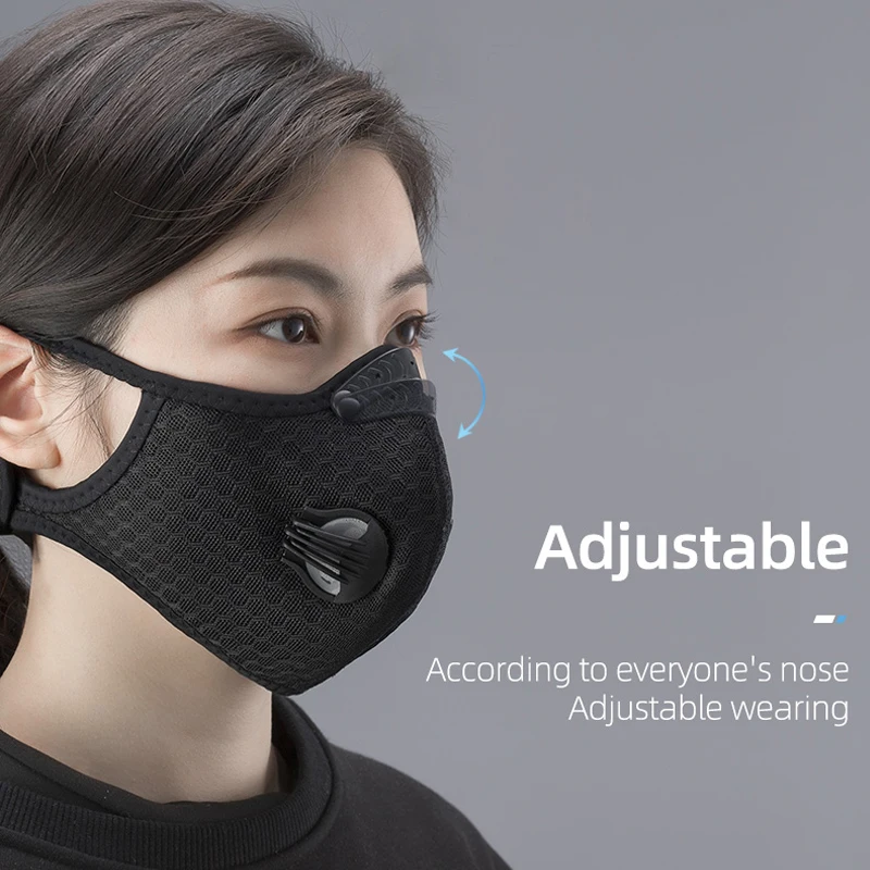 Mask 4 Replacement Pad 2 Exhaust Valves Breathable Half Face Reusable Mask Face Cover For Cycling Outdoor Working Essential