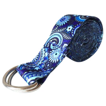 

Color Pattern Stretchy Yoga Band Durable Cotton Exercise Strap Adjustable D-Ring Buckle Gives Flexibility For Yoga