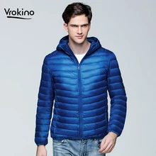 VROKINO, бренд, два стиля, Осень-зима, легкий пуховик, мужская мода, с капюшоном, одноцветная, тонкая, теплая куртка