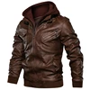 Men's Autumn Winter Motorcycle Leather Jacket Windbreaker Hooded  Jackets Male Outwear Warm Baseball Jackets Plus Size 3XL ► Photo 3/6