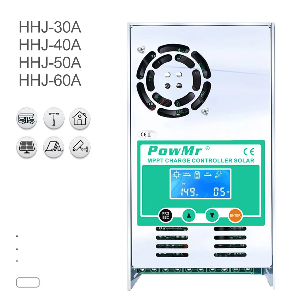 30/40/50/60A powermr MPPT Контроллер заряда для фотоэлектрических систем и 12V 24V 36V 48V