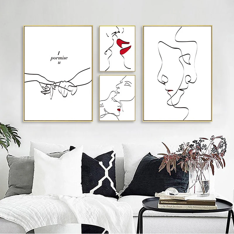 

Abstract Figure Line White Background Wall Art Canvas Painting Nordic Posters And Prints Wall Pictures For Living Room Decor