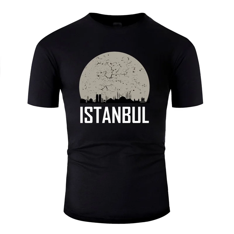

Printed Istanbul Full Moon Skyline Tshirt For Men 100% Cotton Adult T Shirts Comic Male