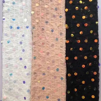 

2020 New Hexagonal Mesh Fabric Cross Hook Net Embroidery 2cm Symphony Sequin Lace Fabric Ins Hot Designer Material Sewing Telas