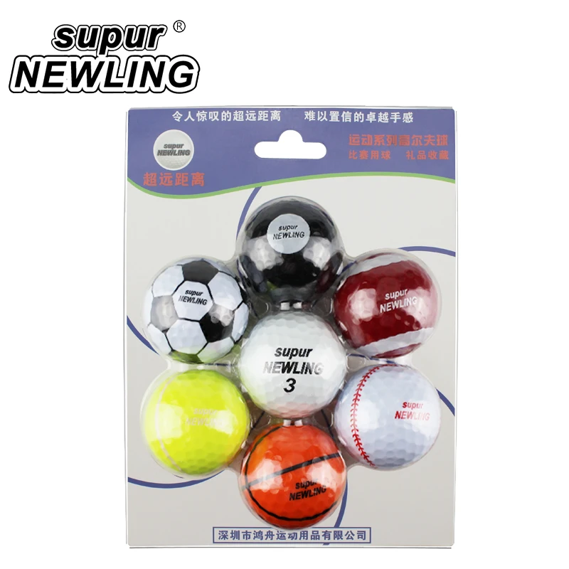 7PCS mix color ball 7 шт./партия, мяч для гольфа с розничной упаковкой, игра "Уличный гольф", двухслойный мяч для гольфа, бренд - Цвет: 7PCS mix color ball