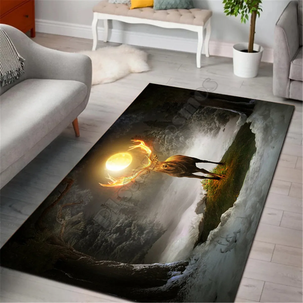 Tapis de bain Whitetail cerf mâle marcher dans les bois