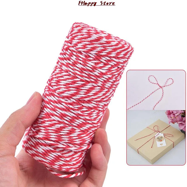 Pink and White Twine,100 M Durable Baker's Twine,Cotton Crafts  Twine,Packing Twine String for Gardening Applications