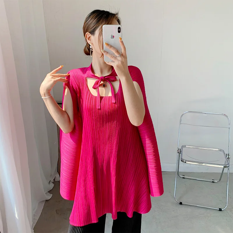 LANMREM Pleated Irregular T-shirt For Women Fashion Tide 2021 Summer New Arrivals Loose Casual Drawstring Top 2D3786 | Женская одежда