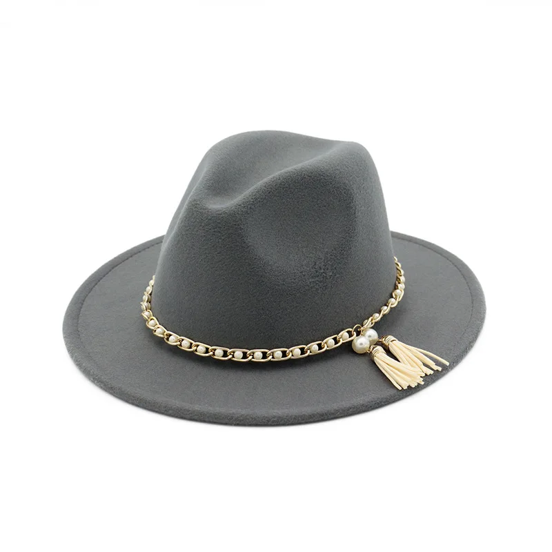 Light Grey fedora FS фетровая шляпа для мужчин и женщин, шерстяные зимние женские фетровые шляпы, модная джазовая шляпа-федора цвета хаки, черный, женская шапка - Цвет: Light Grey fedora