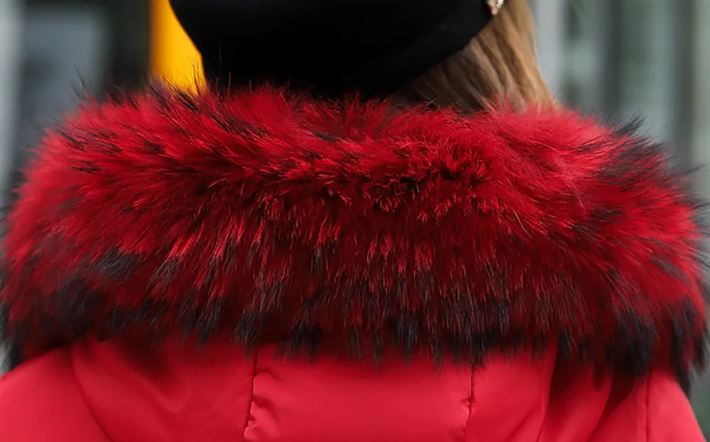 Женское однотонное повседневное плотное зимнее тонкое пуховое пальто Lammy, Женское пальто средней длины с большим меховым воротником, утепленный хлопковый костюм