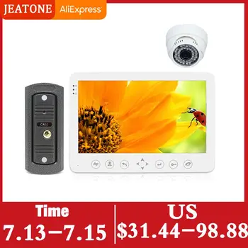 

JeaTone 7''HD Wired Intercom for Home Video Doorbell Monitor IR Night Vision Motion Sensor for Home Security+1200TVL indoor Cam