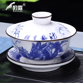 

blue and white porcelain, kungfu tea, tea cup, tea bowl, single Sancai, Jingdezhen bone porcelain, white porcelain
