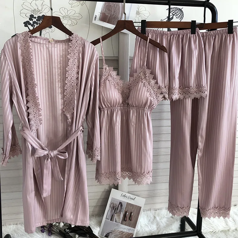 Women Sleepwear Kimono Robe Gown Women Lace Pajamas Sets Veste Polaire Suit Nightwear Bathrobe Summer Sleepwear Loose Pyjamas Pour Femme
