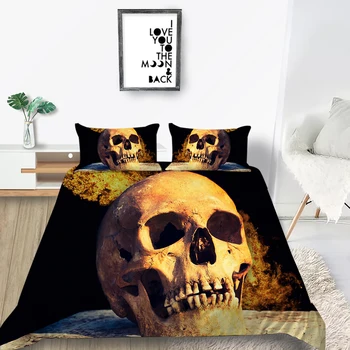 

King Size Bedding Set Skull Scary Soft Fashionable Flame Duvet Cover 3D Queen Twin Full Single Double Unique Design Bed Set
