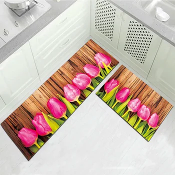 

Cartoon Printed Kitchen Mat Set Dirty-proof Long Carpet Hallway Doormat Bedside Floor Rug Non-slip Absorption Bathroom Rugs