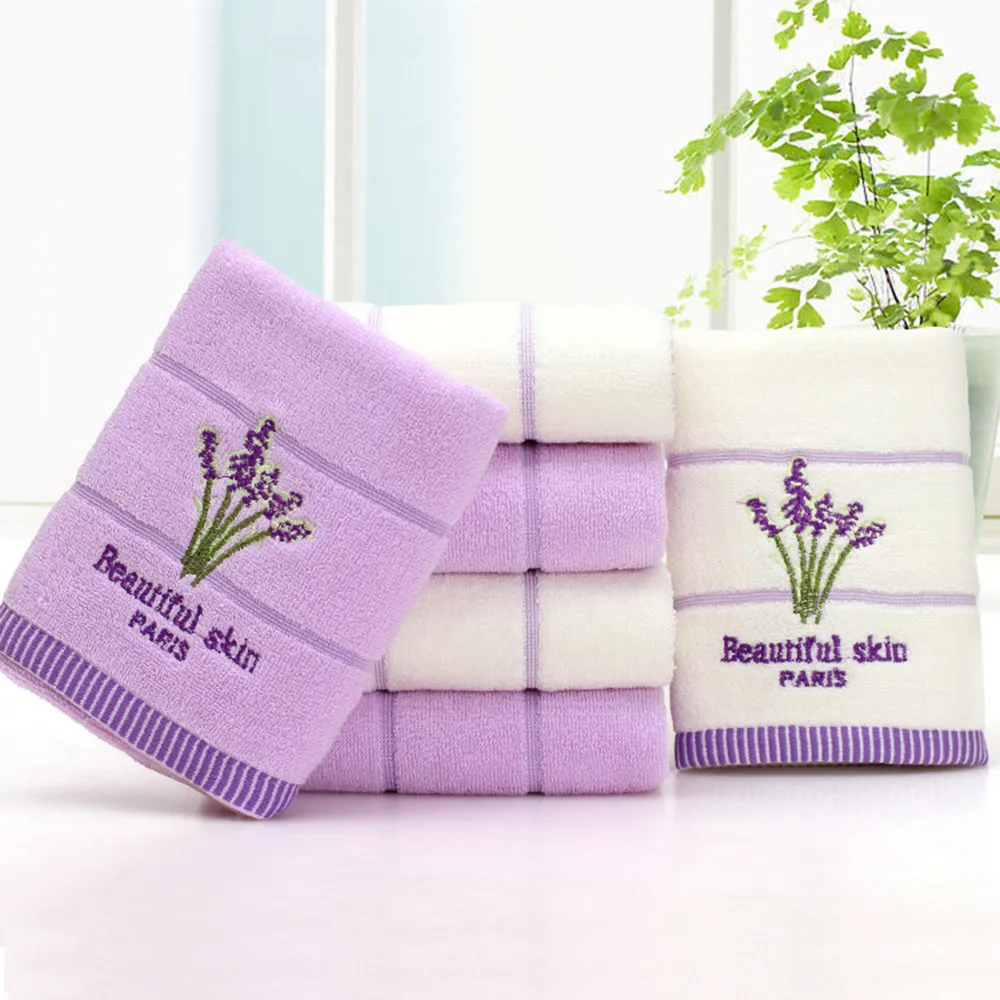 OUNEED полотенце хлопок вышивка Лавандовая ароматерапия мягкая ванна для рук хлопок полотенце для лица быстросохнущая Простыня Набор для купания#45