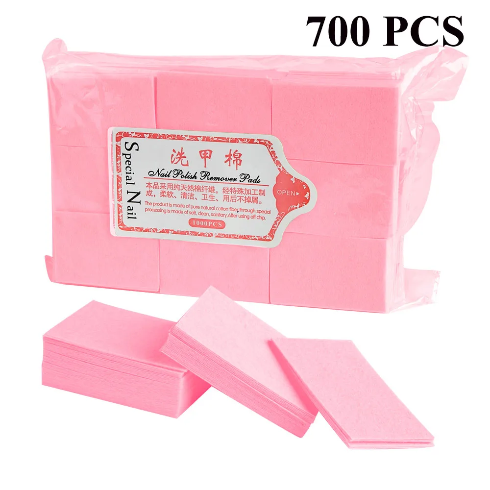 Dmoley 700 шт безворсовые салфетки лак для ногтей гель для удаления салфетки для ногтей лаки для ногтей накладки для маникюра очищающее удаление обертывания - Цвет: pink