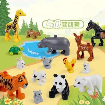 

Duploed Animals Building Blocks Figures Dinosaurs Crocodile Elephant Zoo Series DIY Blocks For Kids Educational Toys Gifts