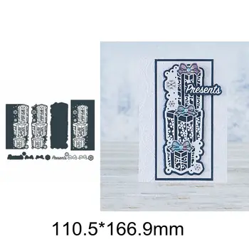 

12-Piece Set Merry Christmas Layered Gift Box Bow-knot Presents Words Metal Cutting Dies Handmade Cards Embossing Paper New Dies