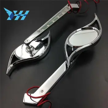 

Motorcycle LED Turn Signal Integrate Side Rearview Mirrors Hurricane Style Chrome For Honda For Kawasaki For Suzuki For Yamaha