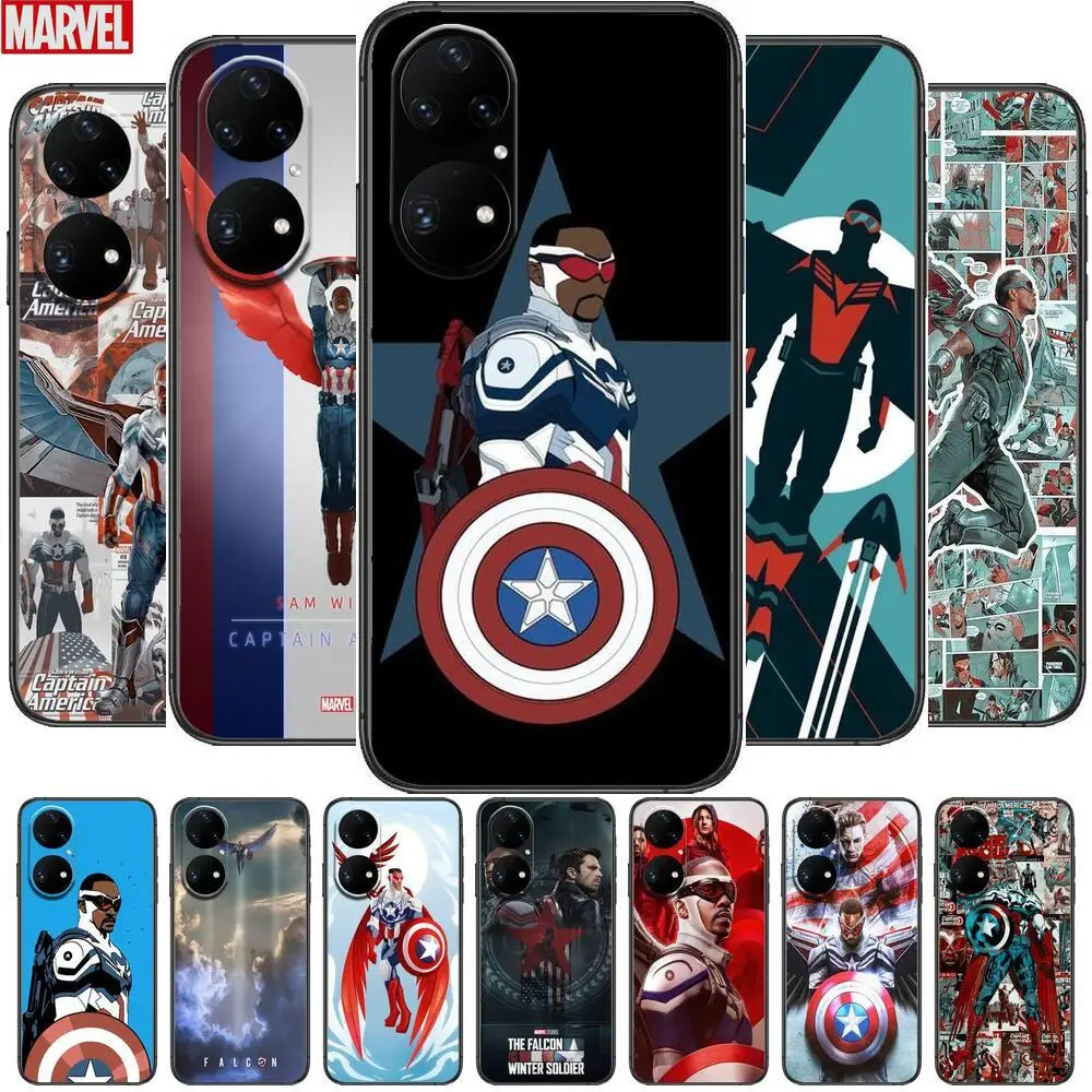 Чехол для телефона Falcon Marvel Huawei p50 P40 p30 P20 10 9 8 Lite E Pro Plus черный чехол с рисунком |