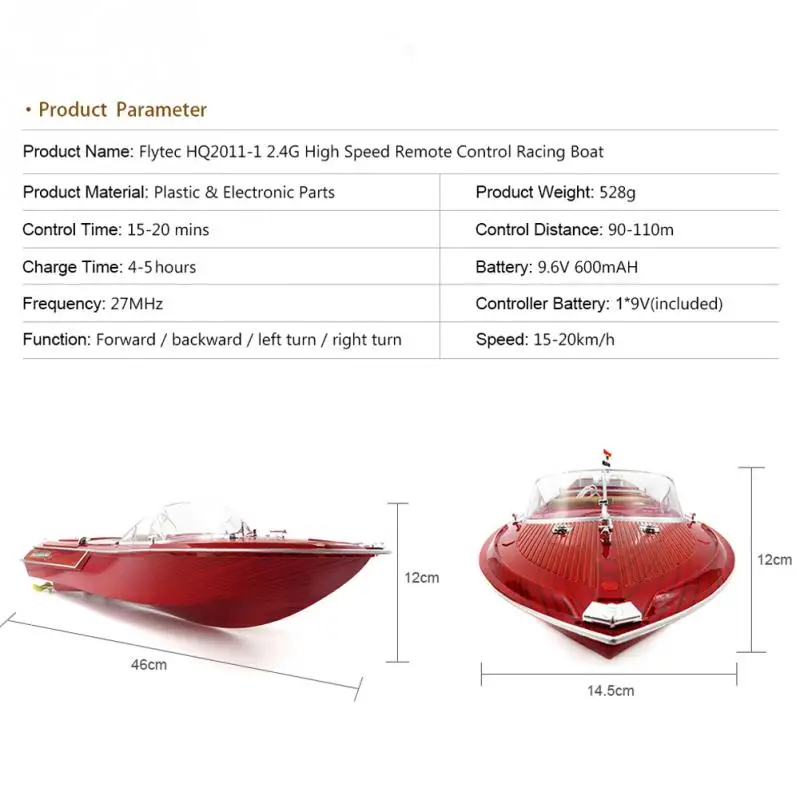 

HQ2011-1 Large 4-channel Simulation Remote Speed Boat Airship Children's Model Toys Waterproof Electric RC Boat 15-20km/h
