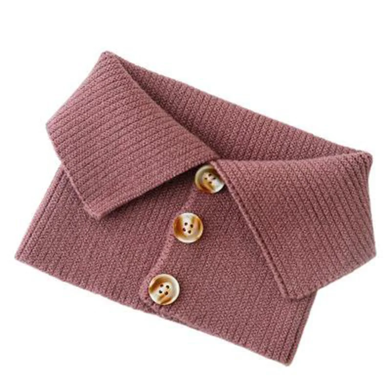 Fashion Wool Knit Windproof Warm Scarf Winter Thick Elastic Button Soft False Collar Neck Guard Scarves Women Bib Pullover O24