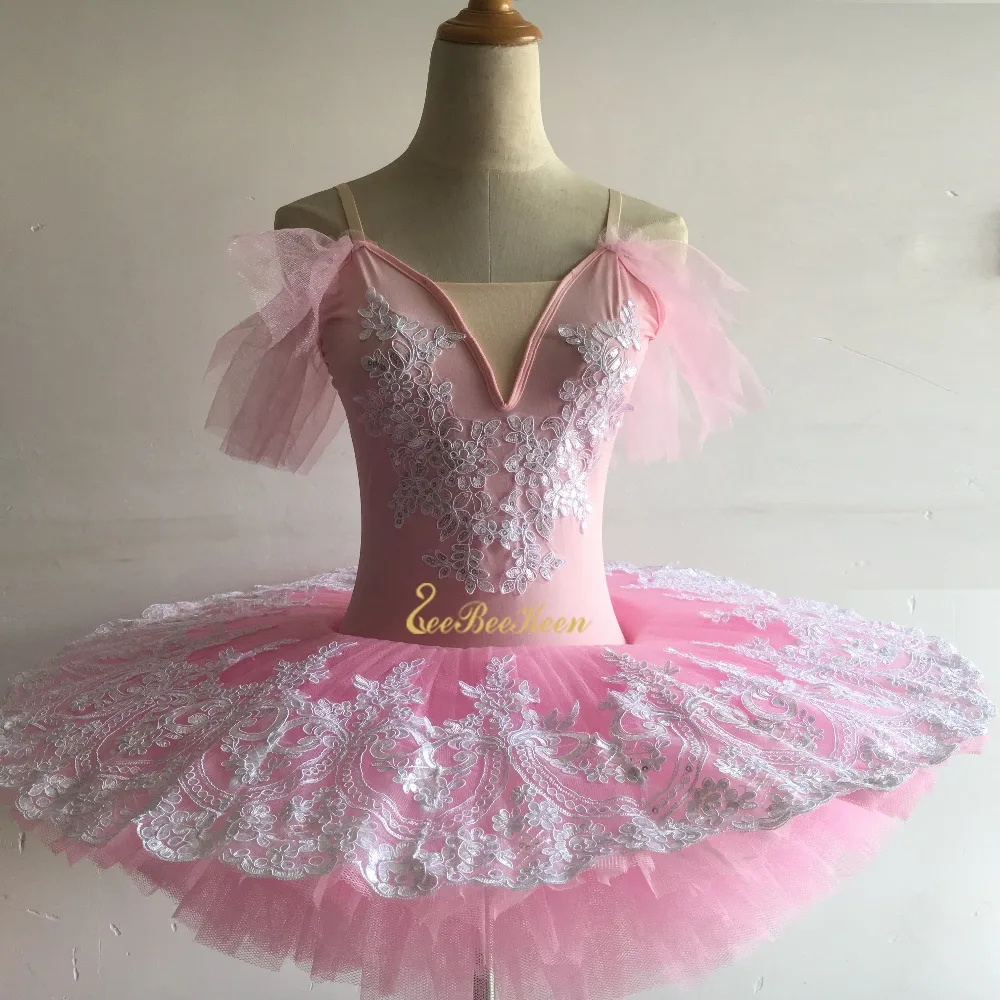 Розовое балетное платье-пачка для женщин, профессиональное балетное платье, нежное кружевное танцевальное платье для девочек, костюм для сцены Bailarina
