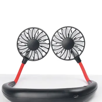 

2020 Double Head Hanging Neck Quiet Portable Handheld Electric Fan Air Conditioner Cooler Cooling Fan Summer Desk Table Home USE